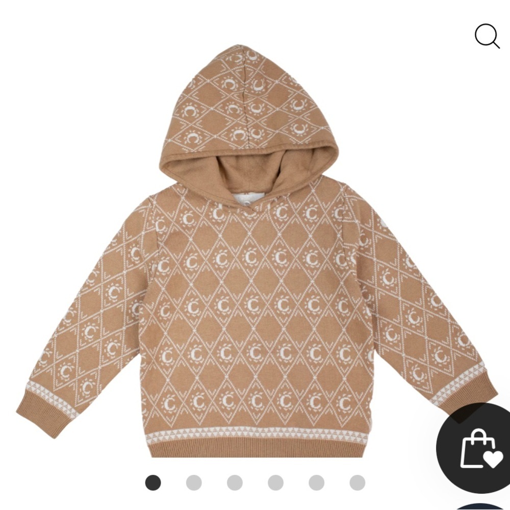 Chloe Tan Patterned Hooded Sweater NWT 5 6 10 12 14